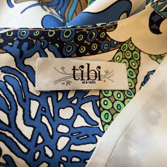 TIBI NEW YORK printed‎ silk blouse under the sea print in white size 6? - Picture 6 of 8